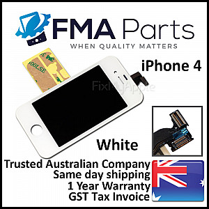 [Premium Aftermarket] LCD Touch Screen Digitizer Assembly - White (With Adhesive) for iPhone 4